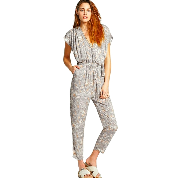 Free People Universal Surplice Paisley Print Boho Jumpsuit - Picture 1 of 8